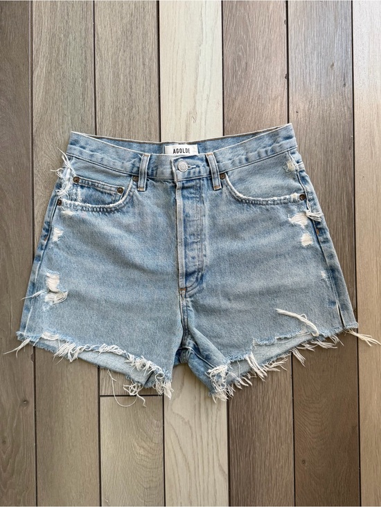 Agolde Pants - Agolde Parker Long Distressed Denim Shorts